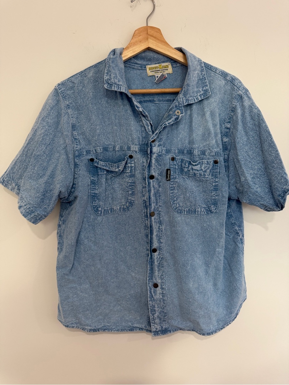 Light Blue Denim Short Sleeve Shirt - 100% cotton vintage outdoor button up